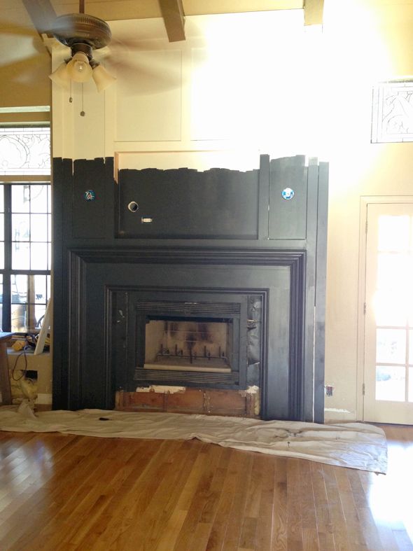 Painting the Fireplace Black - Little Green Notebook